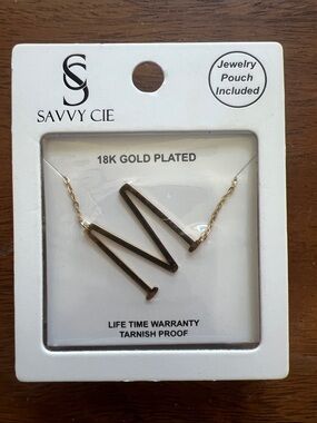 Savvy Cie Gold Letter M Necklace - Gold
